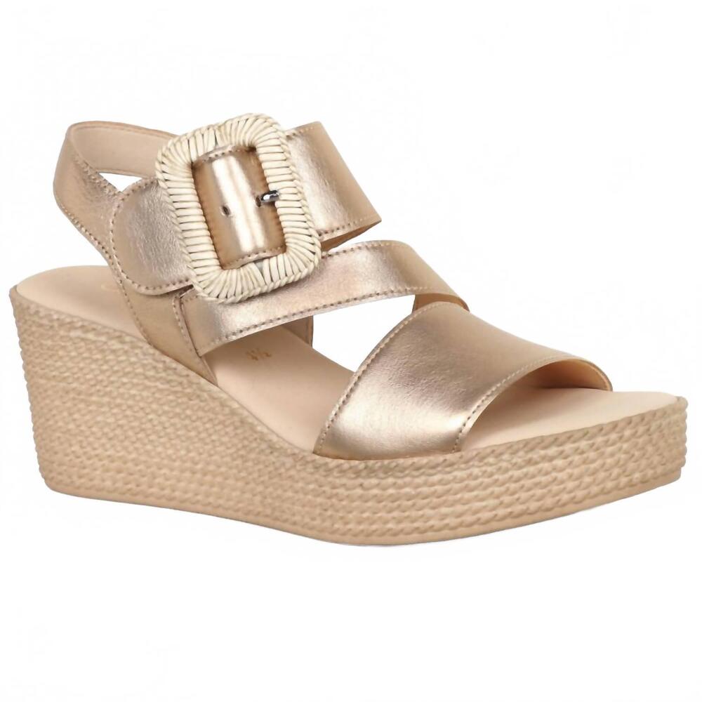 NEW GABOR women's wedge sandal in champagne metallic